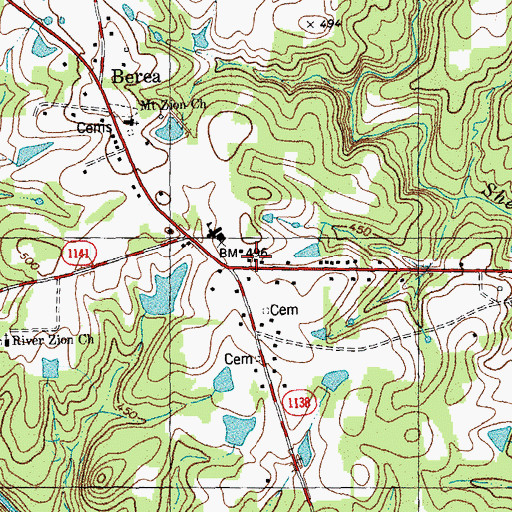 Topographic Map of Berea Fire Department, NC