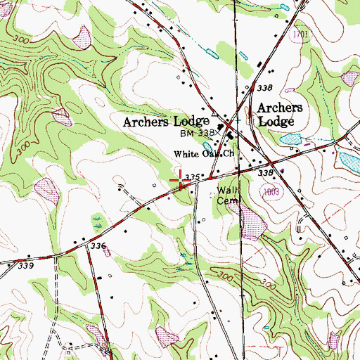 Topographic Map of Archer Lodge Volunteer Fire Department, NC