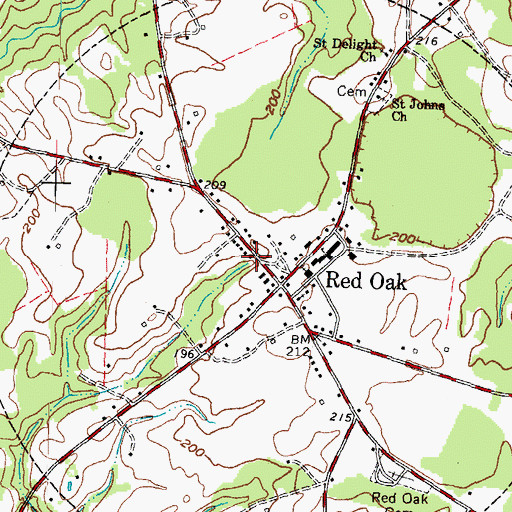Topographic Map of Red Oak District Volunteer Fire Department, NC