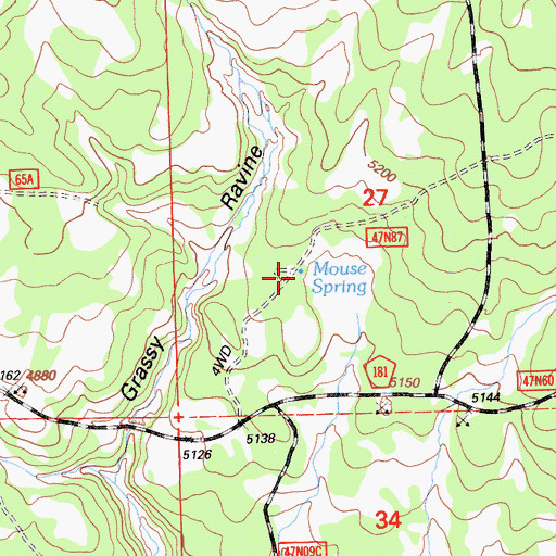 Topographic Map of Mouse Spring, CA
