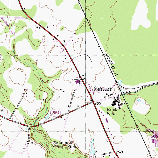 Topographic Map of Flatwoods Community Fire Department, NC