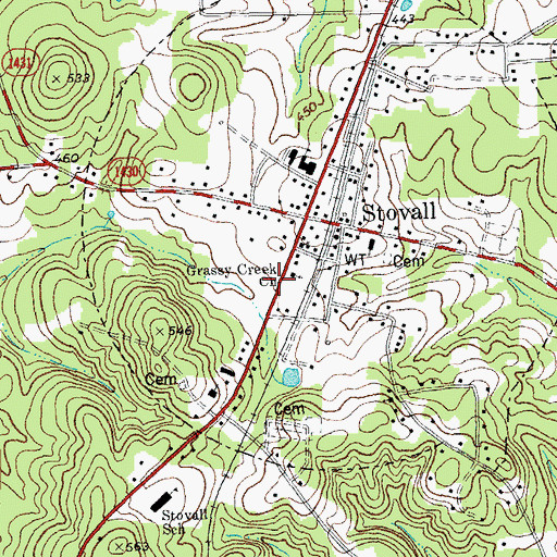 Topographic Map of Stovall Volunteer Fire Department, NC