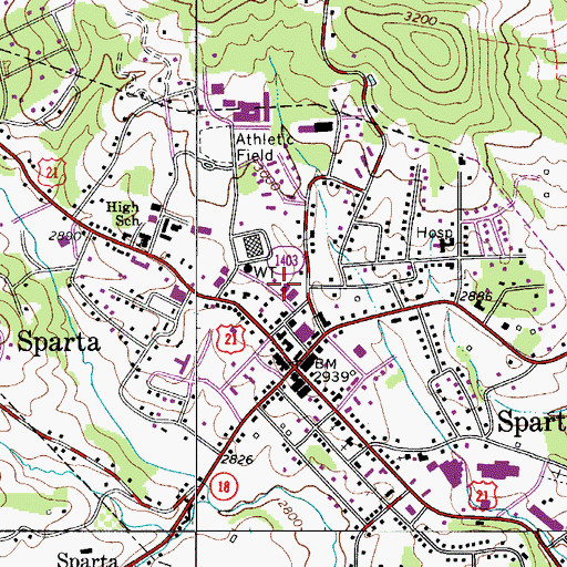 Topographic Map of Sparta Alleghany Volunteer Fire Department, NC