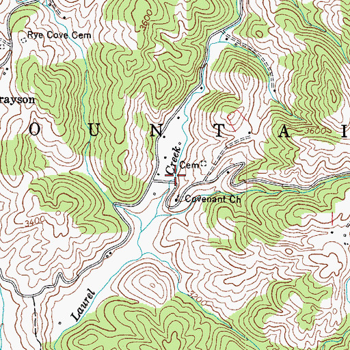 Topographic Map of Pond Mountain Volunteer Fire and Rescue, NC