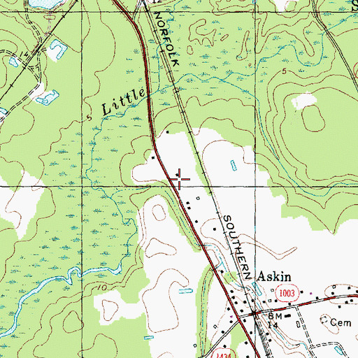 Topographic Map of Little Swift Creek Volunteer Fire Department Main Station, NC
