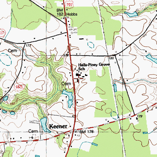 Topographic Map of Halls Fire Department, NC