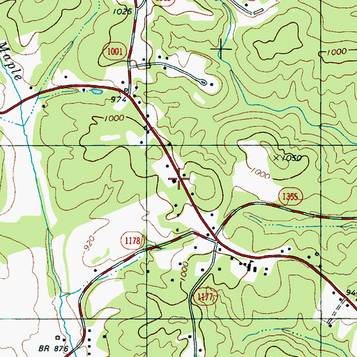 Topographic Map of Green Hill Volunteer Fire Department, NC