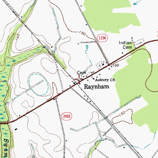 Topographic Map of Raynham - McDonald Volunteer Fire Department, NC