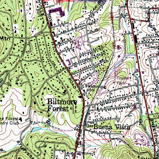 Topographic Map of Asheville Fire Department Station 5, NC