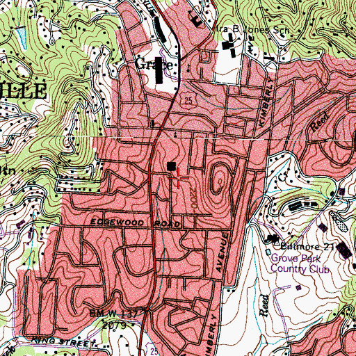 Topographic Map of Asheville Fire Department Station 7, NC