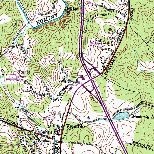 Topographic Map of Asheville Fire and Rescue Station 11, NC