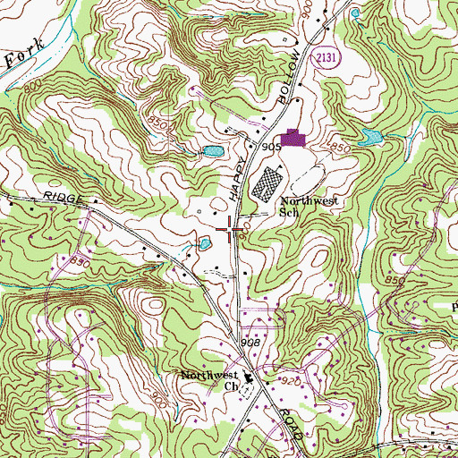 Topographic Map of Guilford County Fire Station 51, NC