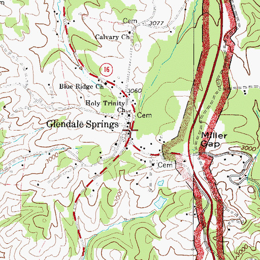 Topographic Map of Glendale Springs Volunteer Fire Department, NC