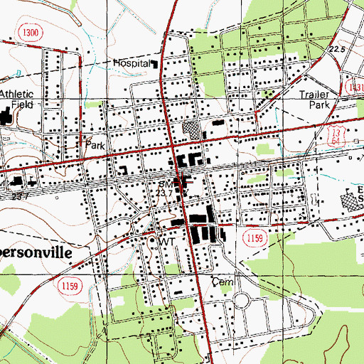 Topographic Map of Robersonville Fire Department, NC