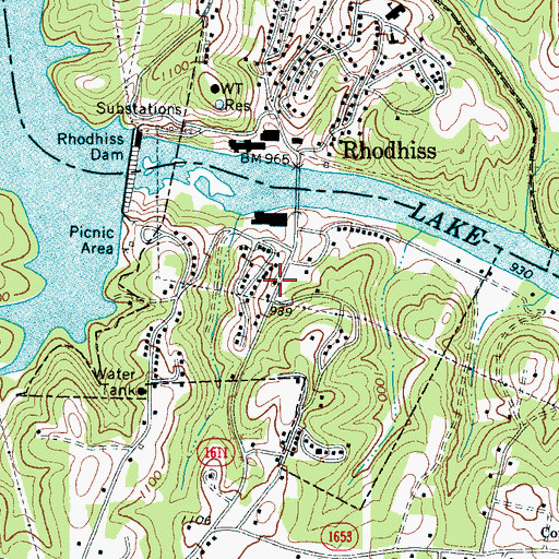Topographic Map of Rhodhiss Volunteer Fire Department, NC