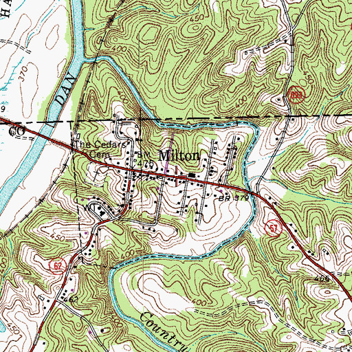 Topographic Map of Milton Volunteer Fire Department, NC