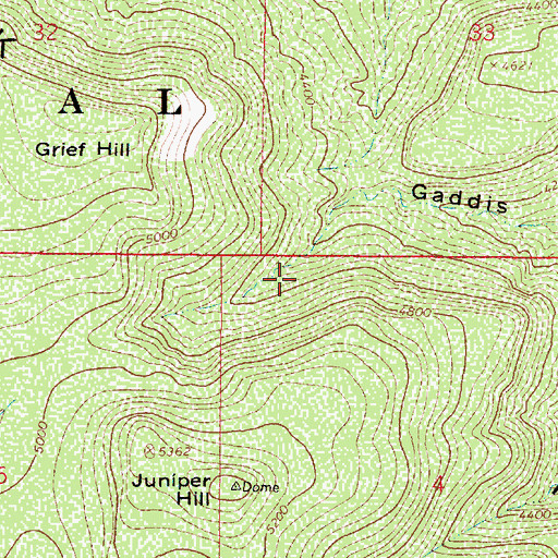 Topographic Map of Black Hills, AZ