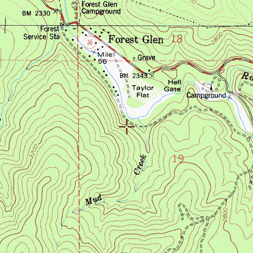 Topographic Map of Mud Creek, CA