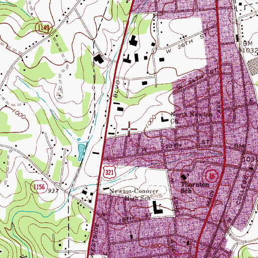 Topographic Map of Newton Fire Department Station 2 Northside, NC