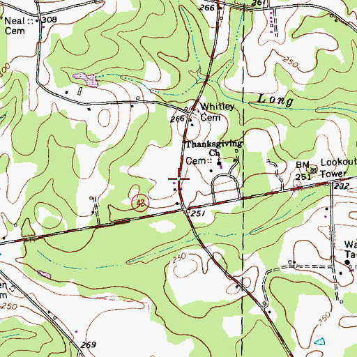 Topographic Map of Thanksgiving Fire Department, NC