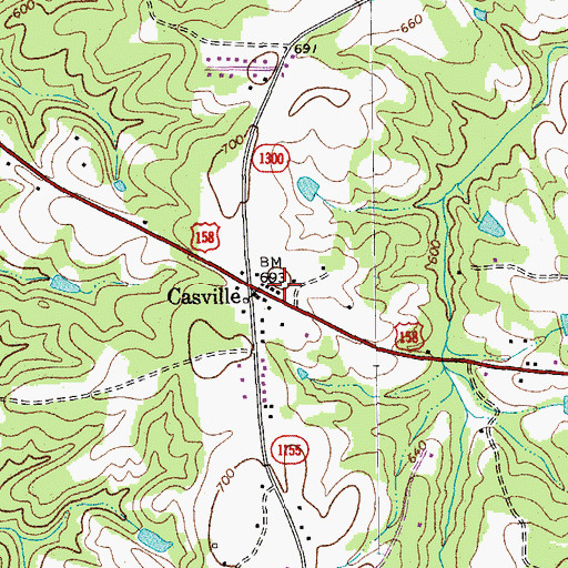 Topographic Map of Casville Volunteer Fire Department, NC