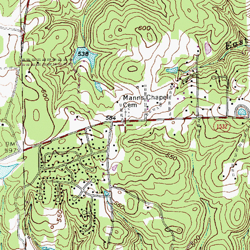 Topographic Map of North Chatham Volunteer Fire Department Station 3, NC
