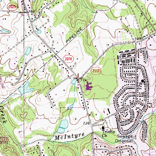Topographic Map of Long Creek Volunteer Fire Department, NC
