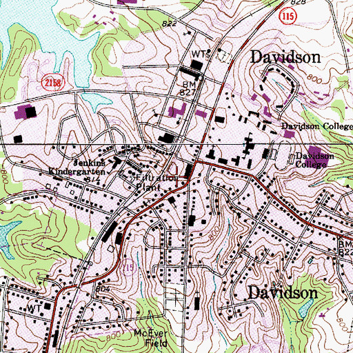Topographic Map of Davidson Fire Department, NC