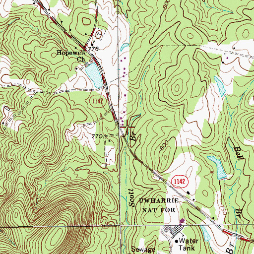 Topographic Map of Ulah Volunteer Fire Protection Station 12, NC