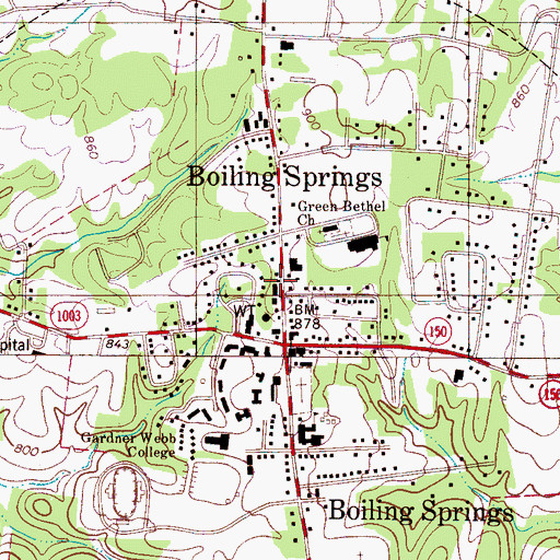 Topographic Map of Boiling Springs Rural Volunteer Fire Department Station 1, NC