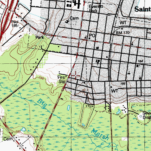 Topographic Map of Big Marsh Volunteer Fire Department, NC