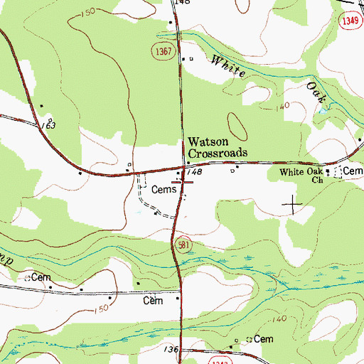 Topographic Map of Polly Watson Volunteer Fire Department, NC