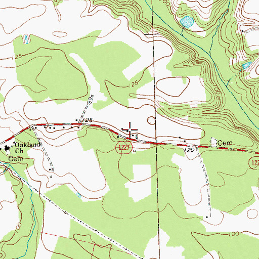 Topographic Map of Oakland Volunteer Fire Department, NC