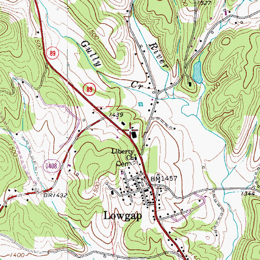 Topographic Map of Skull Camp Volunteer Fire Department Station 72A, NC