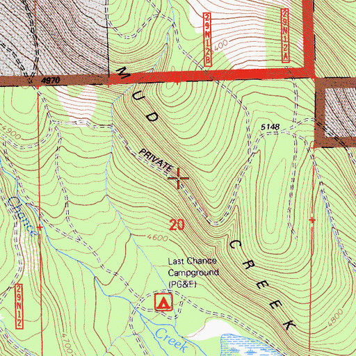 Topographic Map of Mud Creek Rim, CA