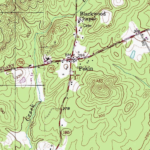 Topographic Map of Pekin Volunteer Fire Department, NC