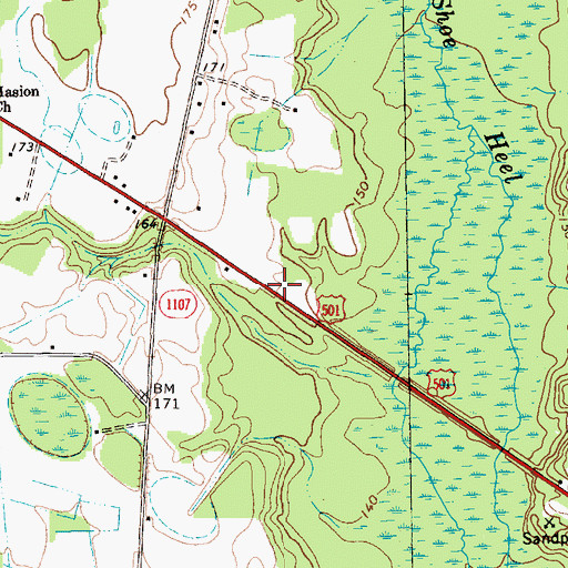 Topographic Map of Maxton Southeastern Rural Volunteer Fire Department, NC