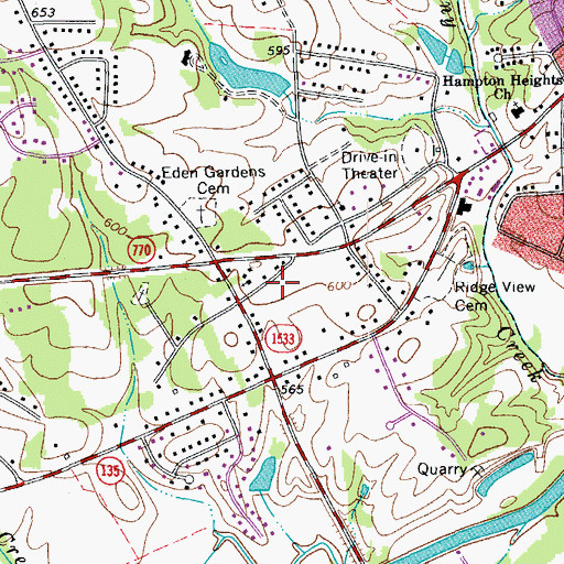Topographic Map of Leaksville Volunteer Fire Department, NC