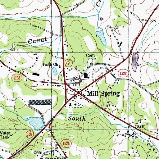 Topographic Map of Mill Spring Volunteer Fire Department Station 1, NC