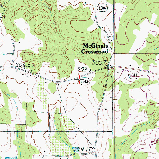 Topographic Map of Green Creek Volunteer Fire Department Station 2, NC