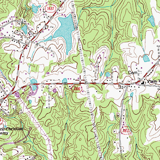 Topographic Map of Redwood Volunteer Fire Department Station 1, NC