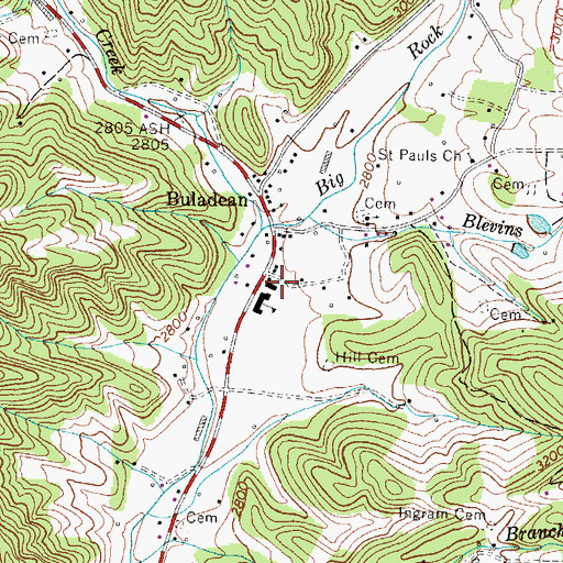 Topographic Map of Buladean Volunteer Fire Department, NC