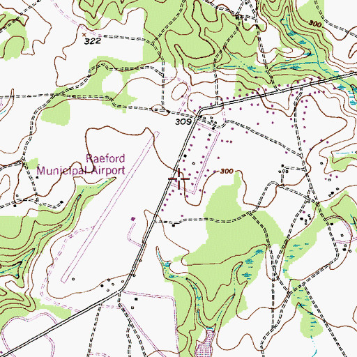 Topographic Map of Tylertown Fire Department, NC