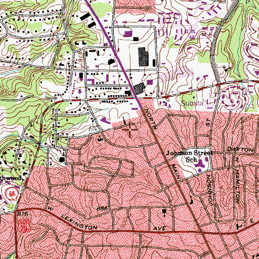 Topographic Map of High Point Fire Department Station 4, NC