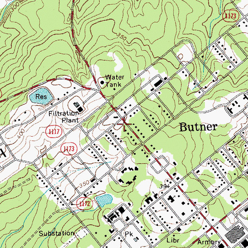 Topographic Map of Butner Public Safety Fire Service, NC