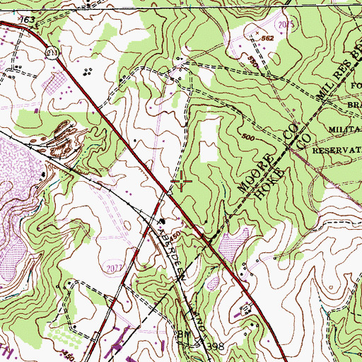 Topographic Map of Crestline Volunteer Fire Department, NC
