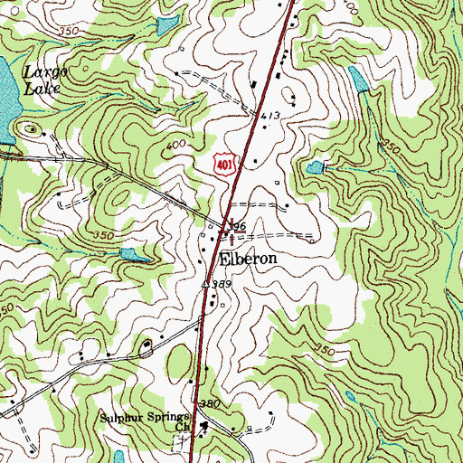 Topographic Map of Afton - Elberon Volunteer Fire Department, NC