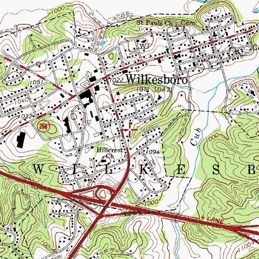 Topographic Map of Wilkesboro Fire Department Station 1, NC