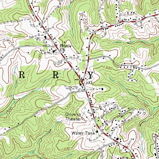 Topographic Map of Mulberry - Fairplains Fire Department, NC