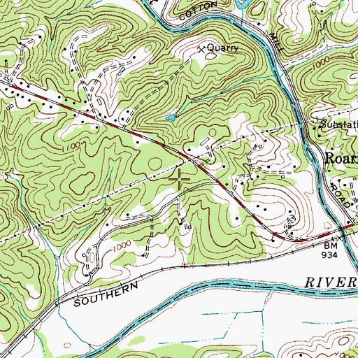 Topographic Map of Roaring River Volunteer Fire Department, NC